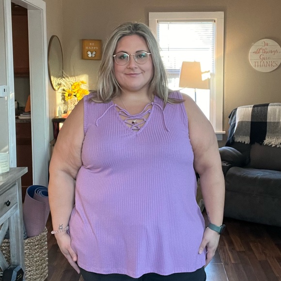 Purple Ribbed Tank - Picture 2 of 3